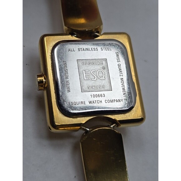 ESQ by Movado 100663 Gold Tone Bangle Cuff Watch Swiss Black Dial New Battery main image 3